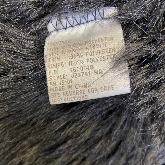 Jones NY Sz XL Vintage Y2K Penny Lane Style Faux Fur/Suede Winter Coat Black - Picture 16 of 16